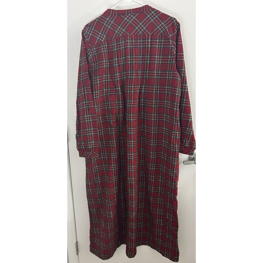 LL Bean Nightgown Womens Medium Plaid Flannel Red Scotch Tartan Pajamas Cottage - Picture 4 of 10